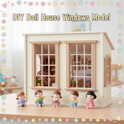 JOINPAYA 2 Pcs Wood Dollhouse Windows 1 12 Scale Miniature Wood 12 pane Window Furniture Model for Dolls Houses Accessories32 x 45inch - Image 5
