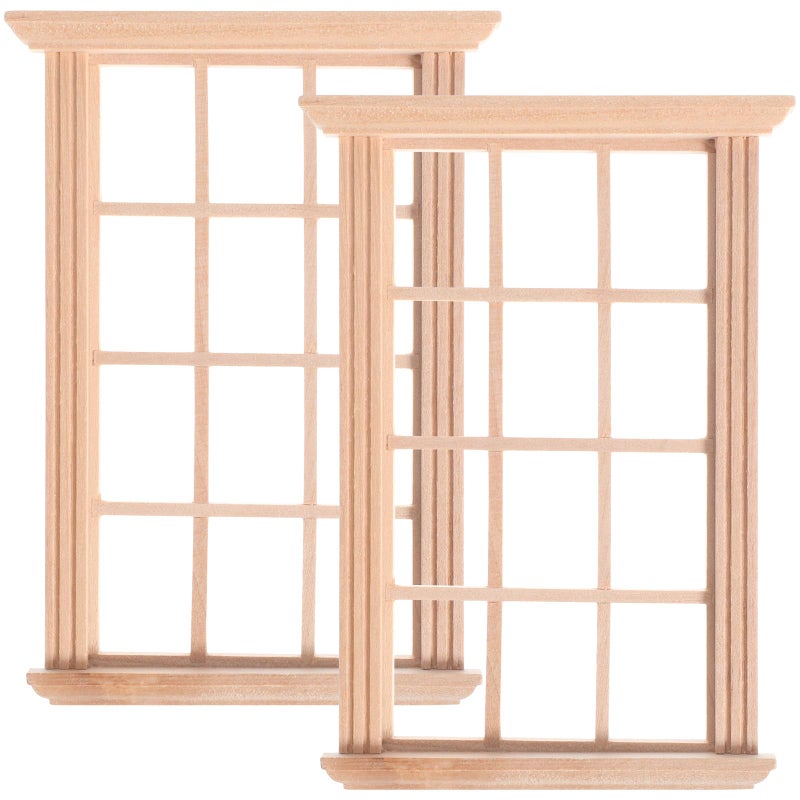 JOINPAYA 2 Pcs Wood Dollhouse Windows 1 12 Scale Miniature Wood 12 pane Window Furniture Model for Dolls Houses Accessories32 x 45inch - Image 3