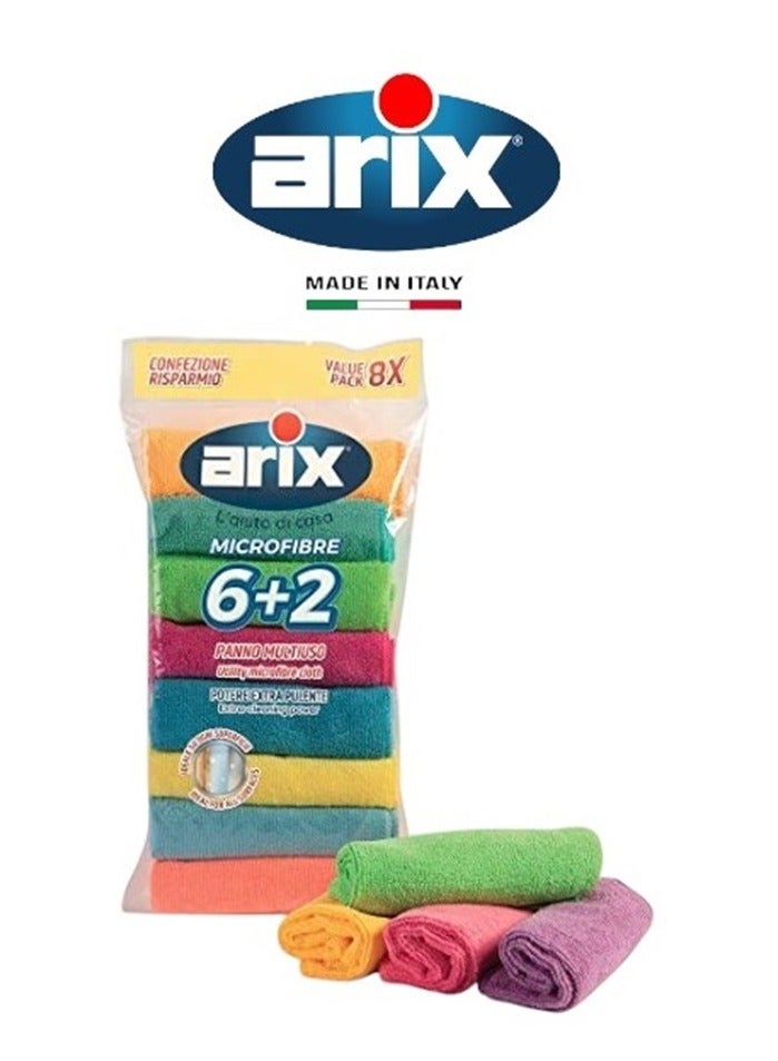 arix Complete Clean: Arix 6+2 Utility Microfiber Cloth for Versatile Household Cleaning - Image 1