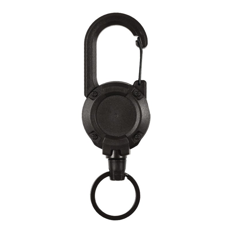 Retractable Keychain: Black Heavy Duty ABS Plastic Stainless Steel Build - Auto-Rewind 60-65cm Cord Tactical Key Holder for Work Badges, Fishing Gear, Daily Gadgets - Image 1