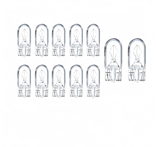 Kadiby 12 Pack 2825 Bulb Long Life Tail light 168 194 W5W 14 Wedge Base 12V 5W Clear for Cars Landscape RV Camper T10 Replacement for 147 152 158 159 161 184 192 193 259 280 285 447 464 501 - Image 1