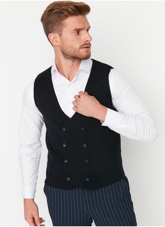 trendyol Navy Blue Slim Fit Double Breasted Buttoned Vest TMNAW21YE0014  - Image 1