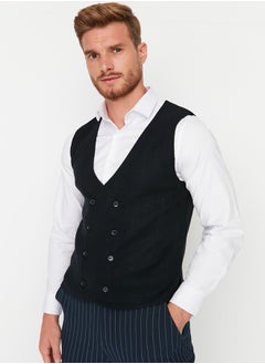 trendyol Navy Blue Slim Fit Double Breasted Buttoned Vest TMNAW21YE0014  - Image 2
