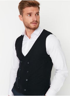 trendyol Navy Blue Slim Fit Double Breasted Buttoned Vest TMNAW21YE0014  - Image 3