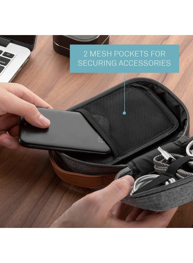 UT Wire Pocket for Gadgets - Trifold Travel Case Organizer Pouch with Thick Padding for Cables, Tech Gear in Grey - Image 3