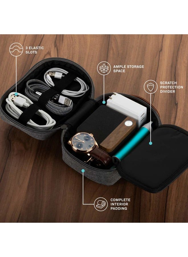 UT Wire Pocket for Gadgets - Trifold Travel Case Organizer Pouch with Thick Padding for Cables, Tech Gear in Grey - Image 2