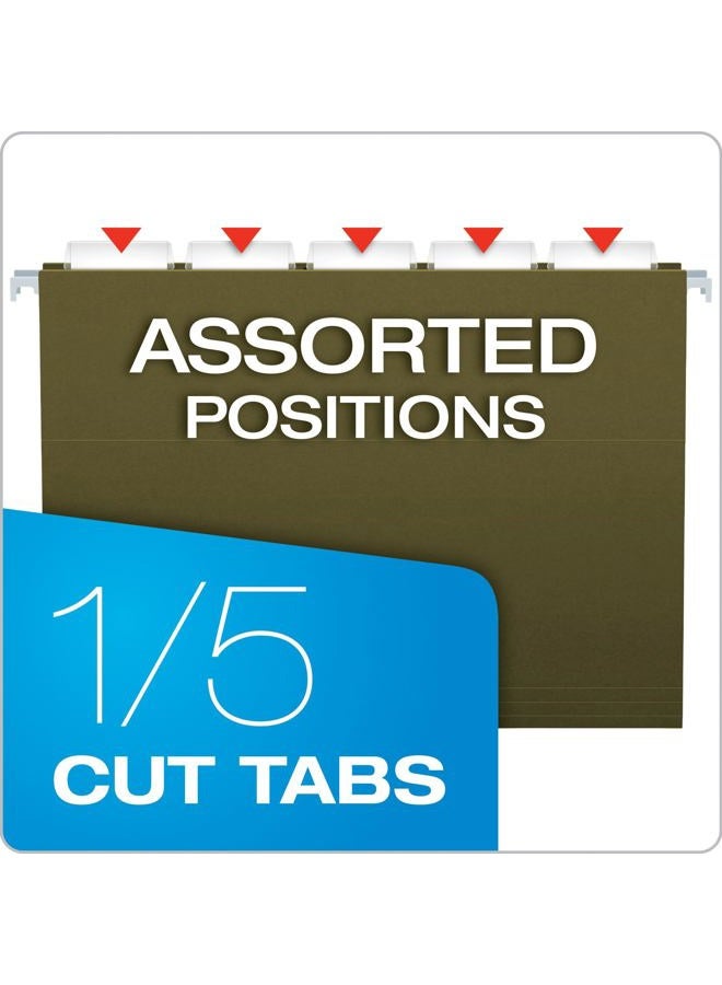 Pendaflex Hanging File Folders, Letter Size, Standard Green, 1/5-Cut Adjustable Tabs, 25 Per Box (81602), Standard Green - 1/5 Tabs - Image 4