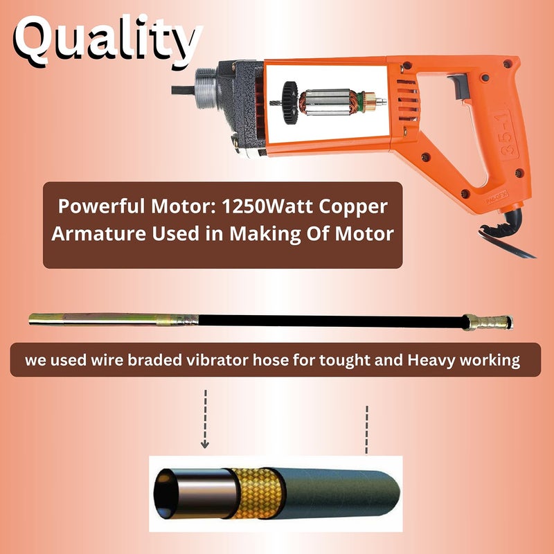 ICYLIFE ICYLIFE 1250WATT Concrete Vibratoriron Machine With 3 Mtr Needle Electric Concrete Vibrator 13000rpm  - Image 3