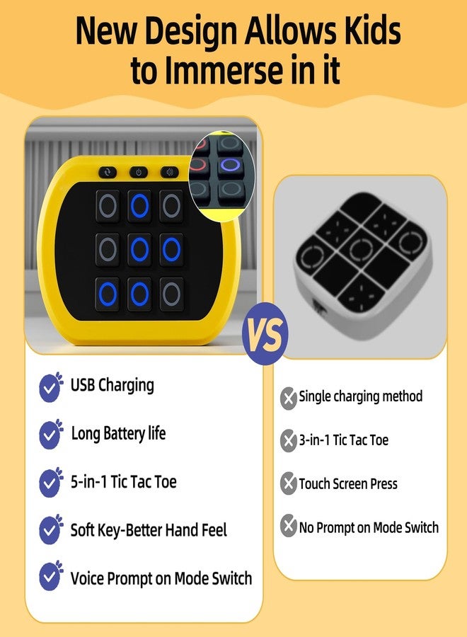 COUOMOXA Fits Tic Tac Toe Games for Kids: 5-in-1 Handheld Puzzle Game Console - Portable Board Game Toy for Kids Age 6-12 and Adults Travel Car Ride - Birthday for Girls Boys - Image 4