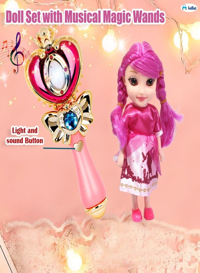 FunBlast Beautiful Doll Set with Musical Magic Wand – Realistic Girl Doll Toy with Light & Sound Wand for Kids, Doll Toy for Girls, Birthday Gift Toy Set (Pink) - Image 4