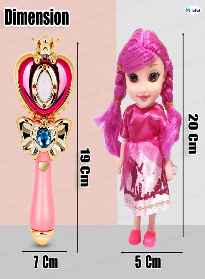 FunBlast Beautiful Doll Set with Musical Magic Wand – Realistic Girl Doll Toy with Light & Sound Wand for Kids, Doll Toy for Girls, Birthday Gift Toy Set (Pink) - Image 2