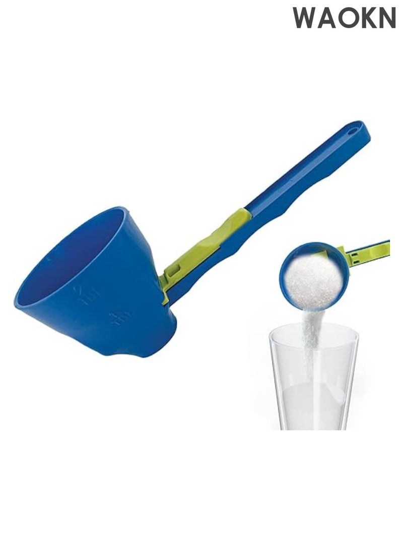 WAOKN Funnel Scoop for Powder, Measuring Spoon, Measuring Spoon, Turns into Funnel with Sliding Bottom, 2 in 1 Funnel for Protein Powder and Sports Drinks - Image 2