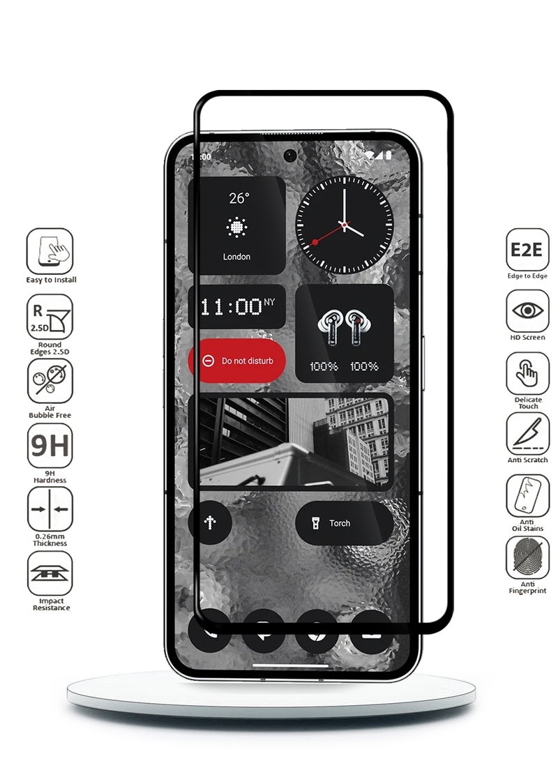 Wtech Nothing Phone 2 5G 2023 Premium E2E Full Glue Full Cover Tempered Glass Screen Protector (MSGECN) - Clear/Black - Image 2