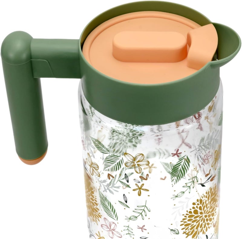 Herevin 1.46 Litre Premium Glass Water Jug with PP Green Lid - Botanica Printed Transparent Jug for Juice, Water & Beverages – BPA-Free, Durable, Elegant Tableware for Home, Kitchen & Parties - Image 5