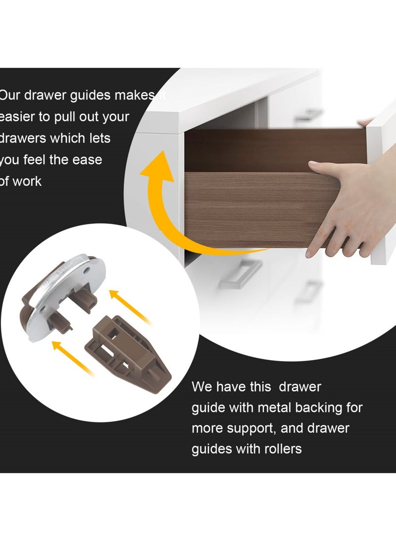 Drawer Guide Kit - Compatible with Rite-Trak II Model 168, 5 Sets of Dresser Drawer Slides with Metal Backing and Drawer Stop Roller - Image 4