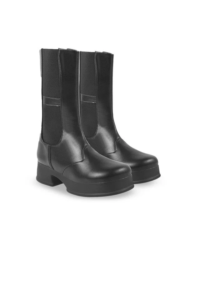 شوتوبيا Shoetopia Women’s  Mid-Calf Boots || Stylish Slip-On Comfortable Block Heel Long Boots for Girls & Women Party Footwear