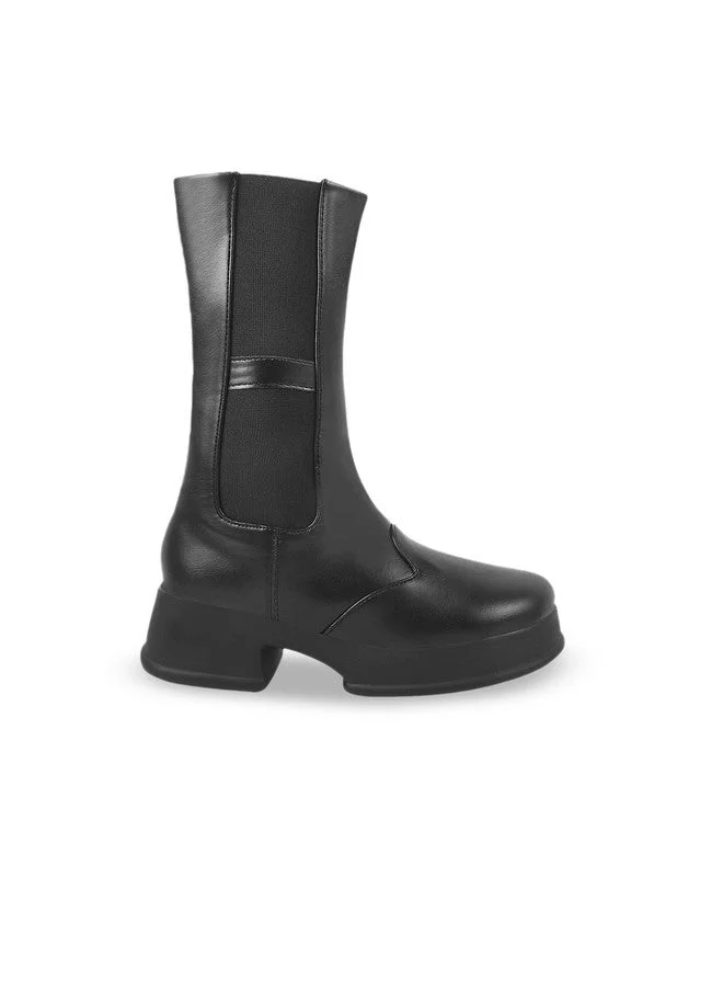 شوتوبيا Shoetopia Women’s  Mid-Calf Boots || Stylish Slip-On Comfortable Block Heel Long Boots for Girls & Women Party Footwear