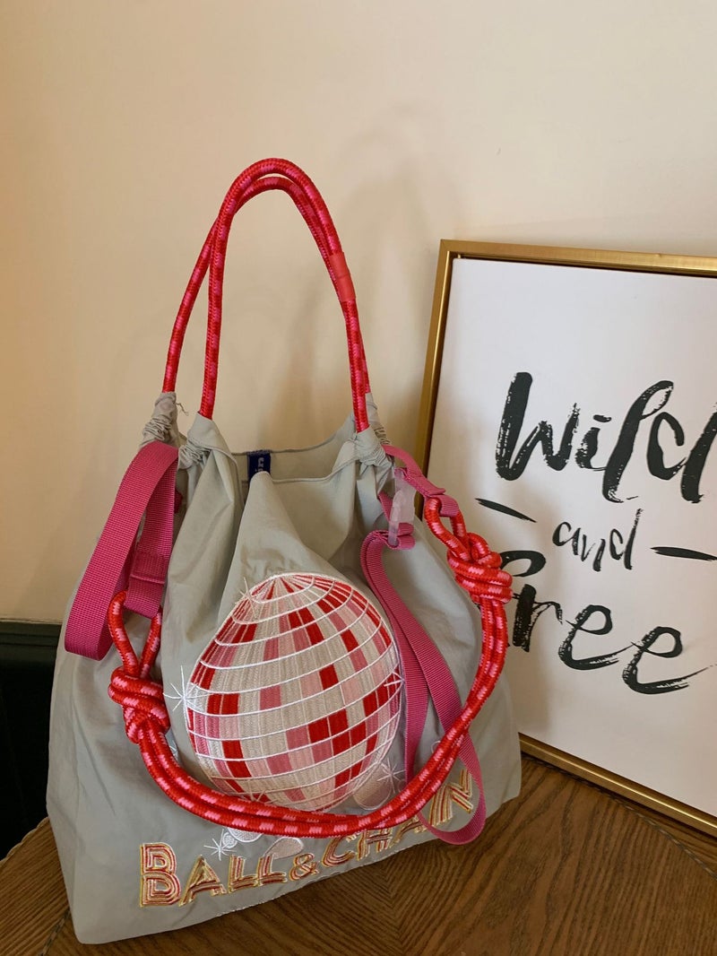 New Korean Style Online Red Sun Style Niche Embroidered Shopping Bag Nylon Handbag Student Shoulder Bag Environmental Protection Lunch Bag - Image 1
