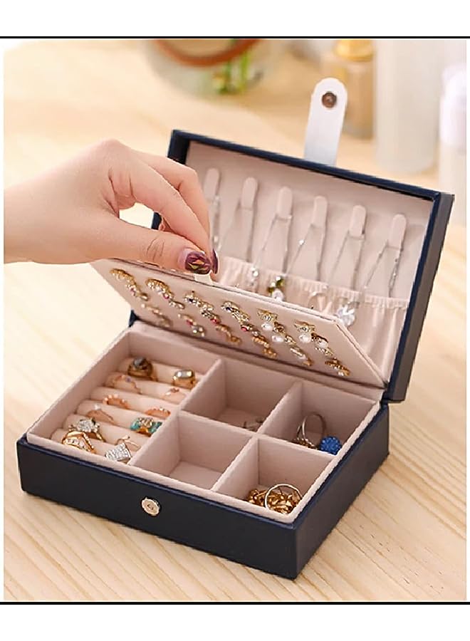 IAF Box Organizer for Women Girls,Travel Jewelry Box,2-Layers Portable Travel Jewelry Storage Case for Stud Earrings, Rings, Necklaces, Bracelets,Vintage Gift (White) - Image 1