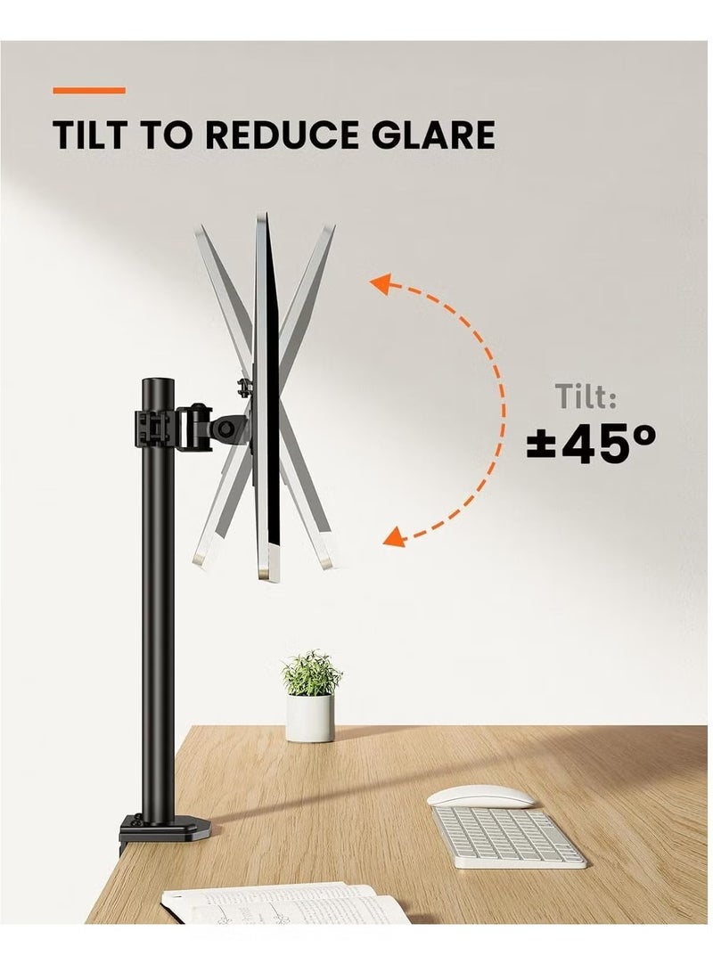 TIGER Monitor Mount for 13-32" Screens, Adjustable Height & Angle, Supports Up to 17.6lbs, Improved LCD/LED Monitor Riser, Single Desk Mount Stand, Black – Ergonomic Desk Mount for Home & Office – Model EGCM12  - Image 3