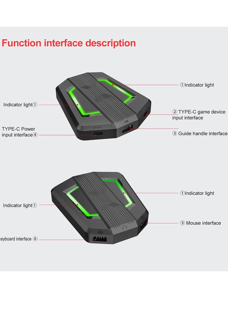 HXSJ - P6 Keyboard and Mouse Adapter Portable Mice Converter Replacement for N-Switch PS4 PS3 XBox One 360 with Four-color Breathing Light - Image 1