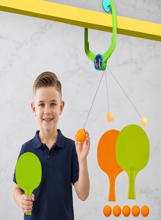 Btop® Indoor Hanging Table Tennis Trainer for Kids Age 5-14 | Door Mounted Ping Pong Game Set with 2 Rackets 6 Balls | Indoor Sports Game for Boys and Girls Home Play Activity - Image 1