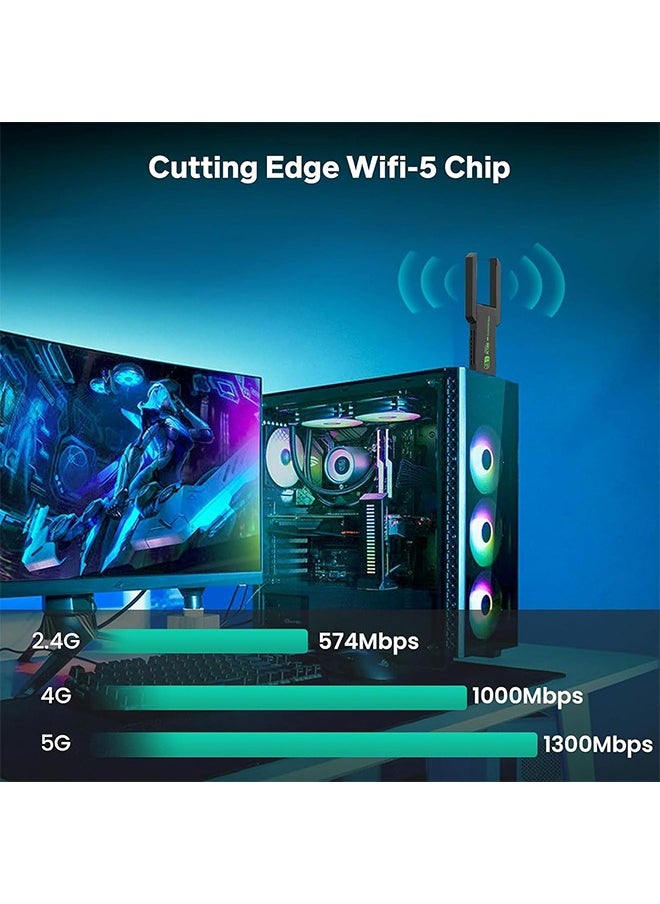 X-level - Wireless USB WiFi Adapter,1300Mbps Dual Band 5.8/2.4Ghz Wireless Network External Receiver for PC/Desktop/Laptop/Tablet,Support Windows 11/10/8/7/Vista/XP - Image 1