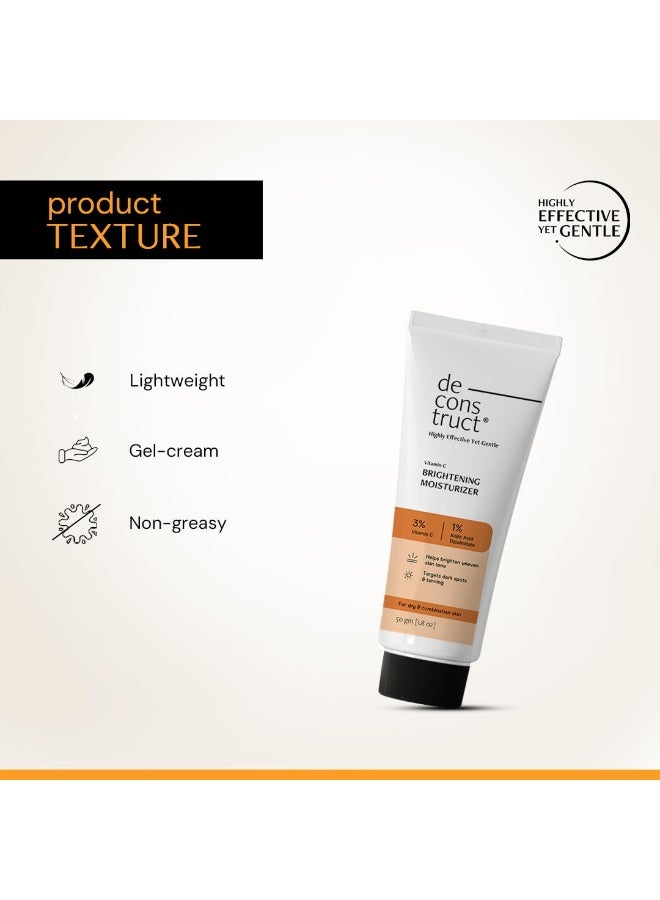 Deconstruct Vitamin C Brightening Face Moisturizer | 3% Vitamin C + 1% Kojic Acid + 5% Niacinamide | Reduces Dark Spots & Evens Skin Tone | Brightens, Hydrates & Strengthens Skin Barrier – 50g - Image 2