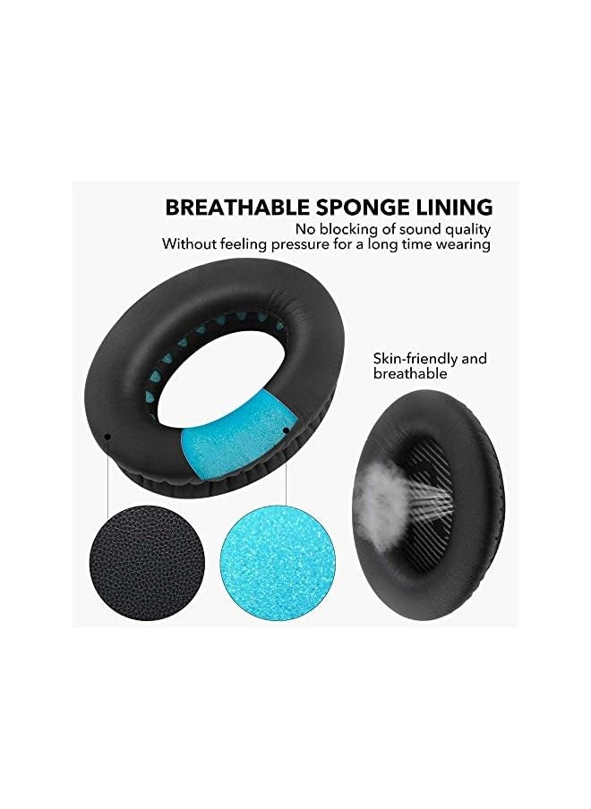 erorex Cushions Bose Replacement Ear Pads Kit Replacement Ear Pads For Bose Quiet Comfort 35 Ear Cushion Kit Compatible For Bose Qc 35 35 Ii Headphones Made Of Protein Leather Memory Foam Black  - Image 2