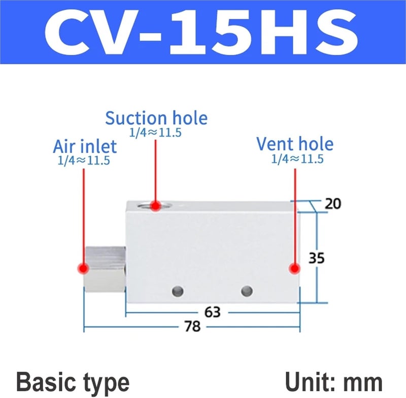 1pc CV-10HS CV-15HS CV-20HS CV-25HS CV-30HS Vacuum Generator Outlet Female Thread Dia Vacuum Ejector Suction Cup Negative Pressure(CV-15HS) - Image 2