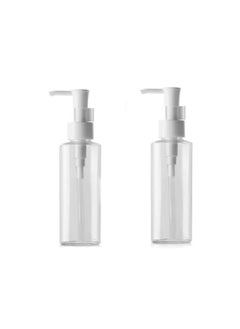 SYBL 2Pcs Portable Empty Refillable Clear Plastic Lotion Pumps Dispenser Bottle Container Holder For Cosmetic Makeup Cream Lotion Facial Cleanser Shampoo Cleanser Shower Gel(100ml/3.3oz) 