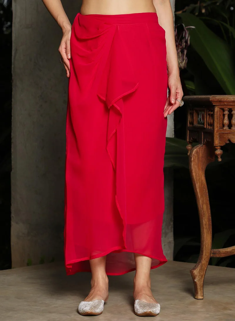  قصة Women's Crimson Red Ethereal Blossom Co-Ord Set