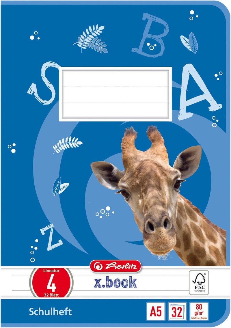Herlitz 11387099 Notebook A5 Ruling Style 04 32 Sheets FSC Mix Pack of 5
