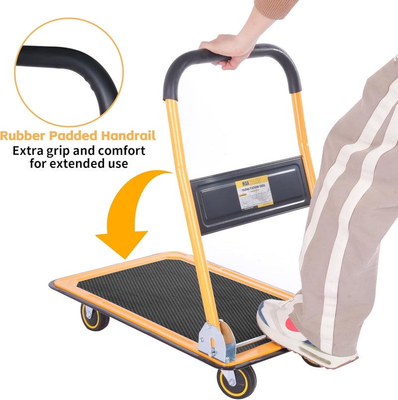 Maxworks عربة منصة قابلة للطي MaxWorks 80876 بقدرة وزن 330 رطل باللونين الأسود والأصفر 2875 × 1875 × 33 - Image 2