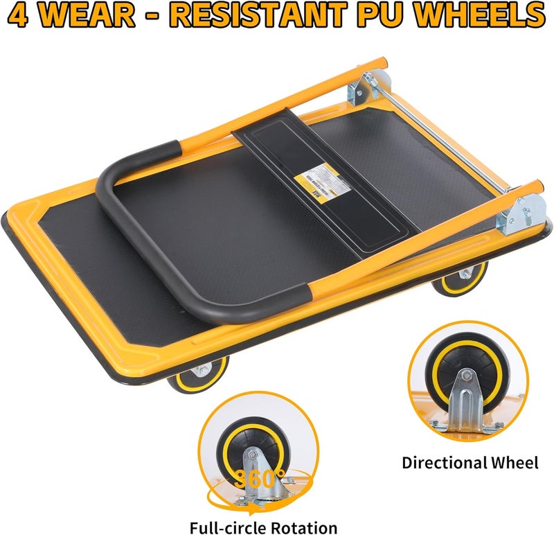 Maxworks عربة منصة قابلة للطي MaxWorks 80876 بقدرة وزن 330 رطل باللونين الأسود والأصفر 2875 × 1875 × 33 - Image 5