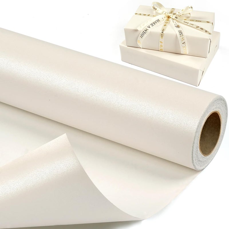 MAMUNU Off White Matte Wrapping Paper Solid Color Shimmery PearlyLustre Gift Wrap Paper Gift Wrapping Paper Roll for Birthday Wedding Baby Shower Christmas Any Occasion 17 InchesX328 Feet - Image 3