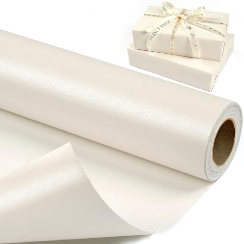MAMUNU Off White Matte Wrapping Paper Solid Color Shimmery PearlyLustre Gift Wrap Paper Gift Wrapping Paper Roll for Birthday Wedding Baby Shower Christmas Any Occasion 17 InchesX328 Feet - Image 2