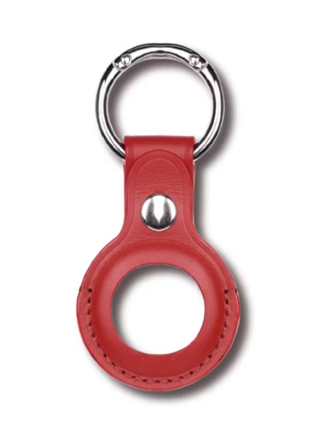 ديفيا حافظة جلدية مع حلقة مفاتيح متوافقة مع AirTag، غطاء جلدي واقي من الخدش، حامل مضاد للضياع مناسب لجهاز التعقب اير تاج بلوتوث باللون الأحمر - Image 1