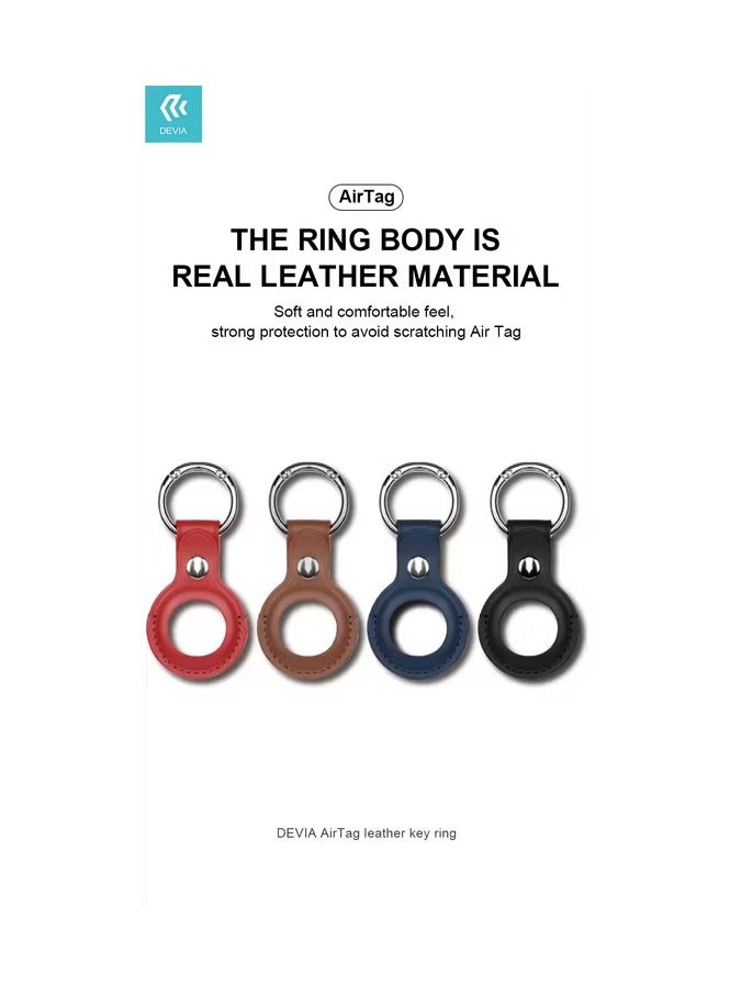 ديفيا حافظة جلدية مع حلقة مفاتيح متوافقة مع AirTag، غطاء جلدي واقي من الخدش، حامل مضاد للضياع مناسب لجهاز التعقب اير تاج بلوتوث باللون الأحمر - Image 2
