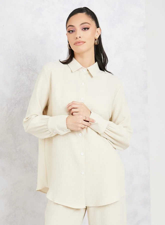 Styli Pack of 3 - Textured Longline Shirt Slip and Pant Co-ord Set