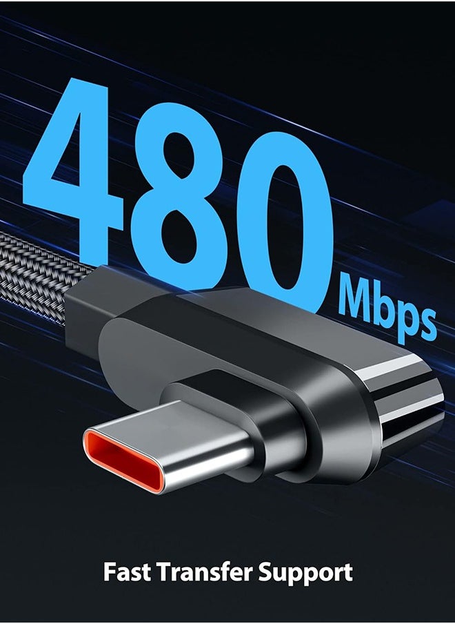 Ocean - USB C Cable, Fast Charging 5.9FT for Xiaomi 120W HyperCharge Turbo, Super Fast Charger Cable, 6A Type C Cable, Right Angle Nylon Braided USB-C to USB A Charger, for Xiaomi Pad 5 12 Pro 12S Ultra 11T - Image 1