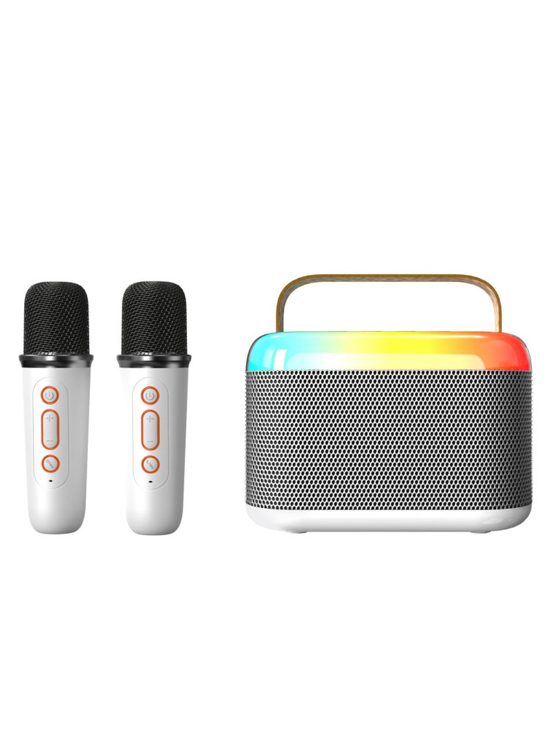 Family Karaoke Bluetooth Speaker, High Volume, Wireless Dual Mic, RGB Lights, Portable Audio System for Singing and Music 