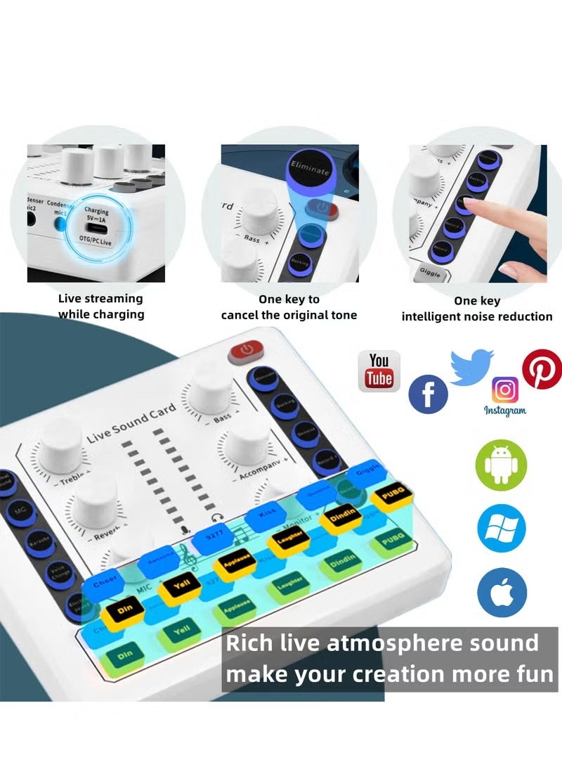 والالا حزمة معدات البودكاست مع ضوء حلقي وحامل هاتف، حزمة استوديو تسجيل BM-800 مع مغير الصوت، بطاقة صوت حية، واجهة صوت للكمبيوتر المحمول، مدونة فيديو للبث المباشر - Image 3