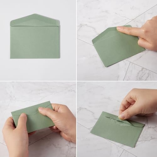 Homtable 120 Pack Kraft Mini Envelopes Small Envelopes Self-Adhesive Tiny Pockets for Business Cards Christmas Holiday Small Gift Cards Invitations Cards(4.13"×2.76") (Sage-Green) - Image 3