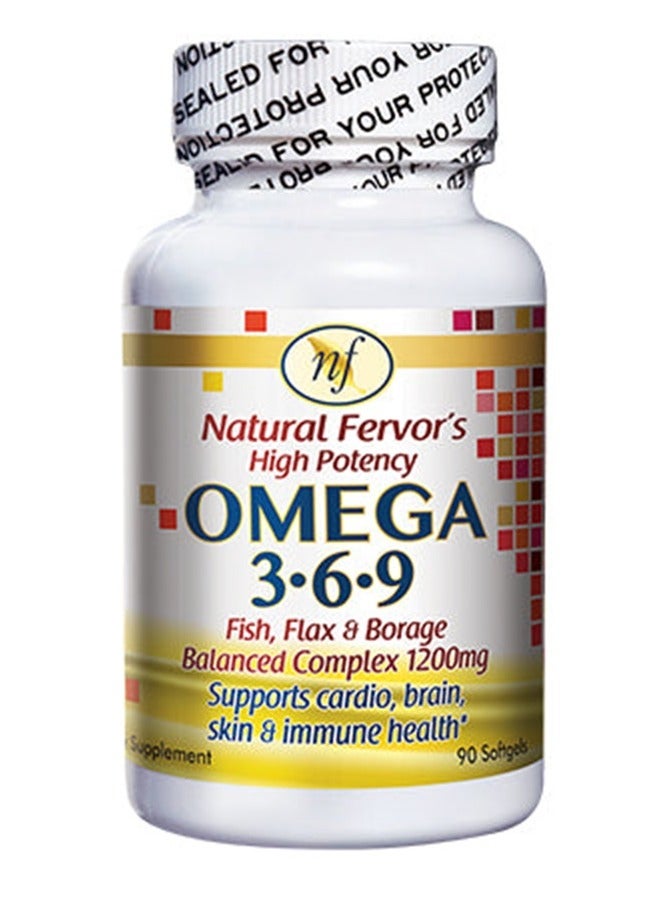 Natural Fervor High Potency Omega 3.6.9 Fish Oil Flax Seed And Borage Balanced Complex 2400 Mg 90 Softgel - Image 1