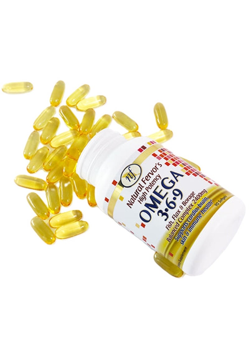 Natural Fervor High Potency Omega 3.6.9 Fish Oil Flax Seed And Borage Balanced Complex 2400 Mg 90 Softgel - Image 2