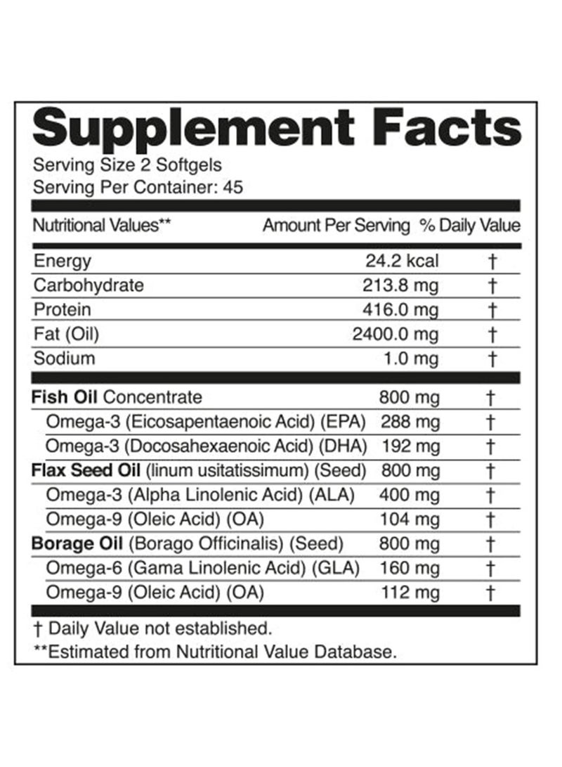 Natural Fervor High Potency Omega 3.6.9 Fish Oil Flax Seed And Borage Balanced Complex 2400 Mg 90 Softgel - Image 4