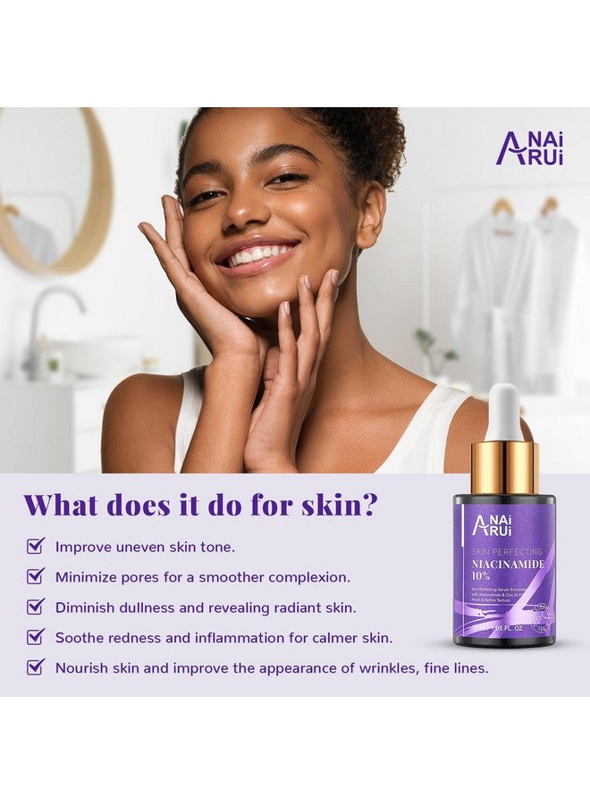 ANAI RUI Niacinamide Serum 10% With Arbutinzinc 1% &Vitamin B3 For Face Minimizer Pores Redness Reliefreduce Uneven Skin Tonewrinkles&Fine Lines1Fl.Oz - Image 2