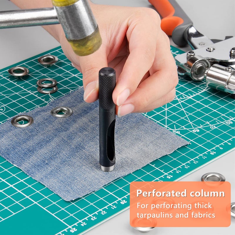 IMLIKE Grommet Tool Kit Eyelet Plier: Handheld Puncher Set with 500pcs 3/8 inch (10mm) Silver Grommets, Manual Eyelet Kits Press Machine for Banner - Image 4
