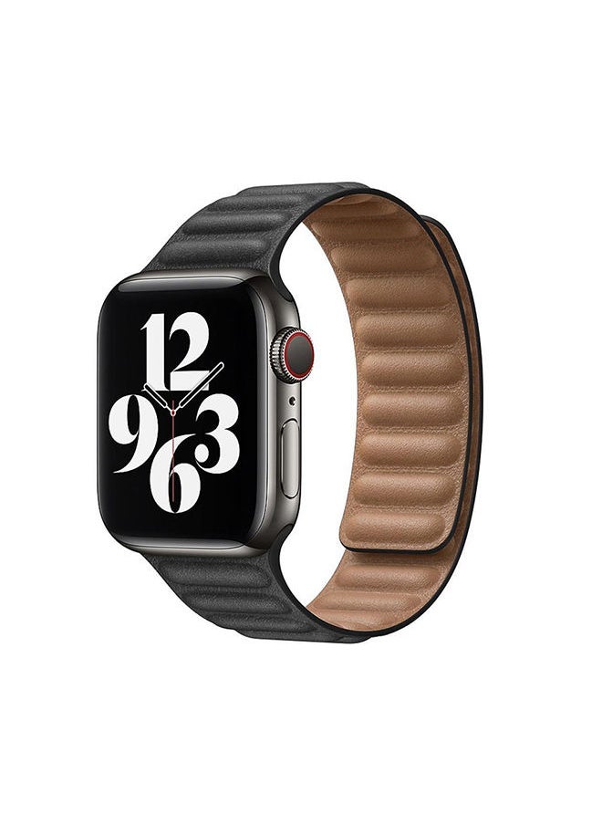 O Ozone Leather Magnetic Loop Strap ompatible With Apple Watch Series 10 | Ultra 2 | 8 Ultra | 9 | 8 | 7 | 6 , 49/46/45/44/42mm Fashionable Smartwatch Straps Women Men- Black  - Image 1